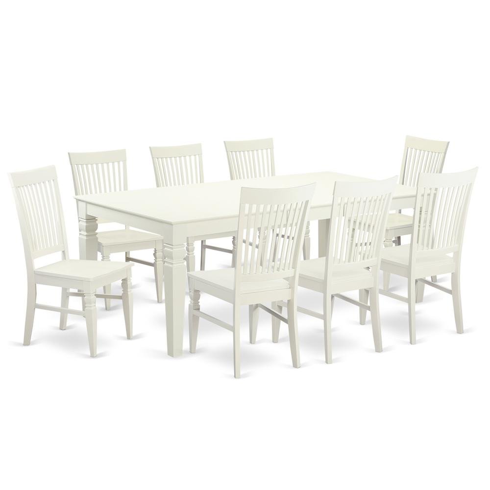 Elegant 9-Piece White Dining Table Set for 8 with Solid Wood Chairs