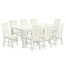 Elegant 9-Piece White Dining Table Set for 8 with Solid Wood Chairs