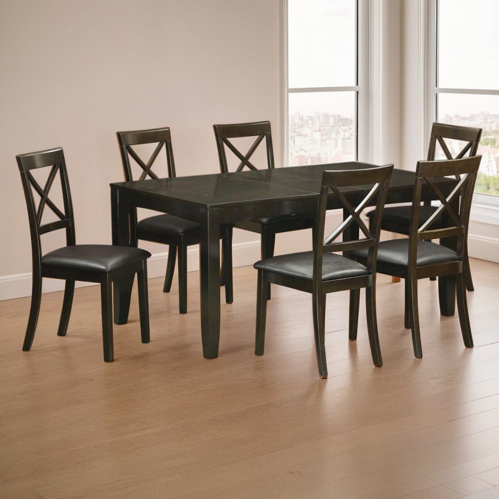 Elegant Dining Table Set for 6 with Leaf Extension and 6 Chairs