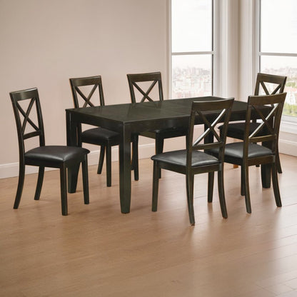 Elegant Dining Table Set for 6 with Leaf Extension and 6 Chairs