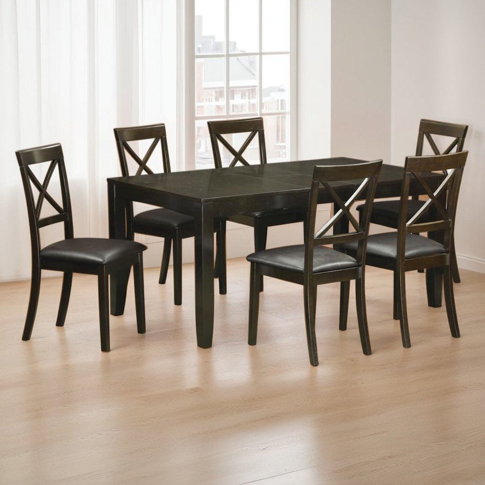 Elegant Dining Table Set for 6 with Leaf Extension and 6 Chairs