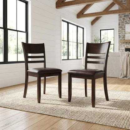 Lynfield Faux Leather Dining Chair with Traditional Wood Frame, Set of 2