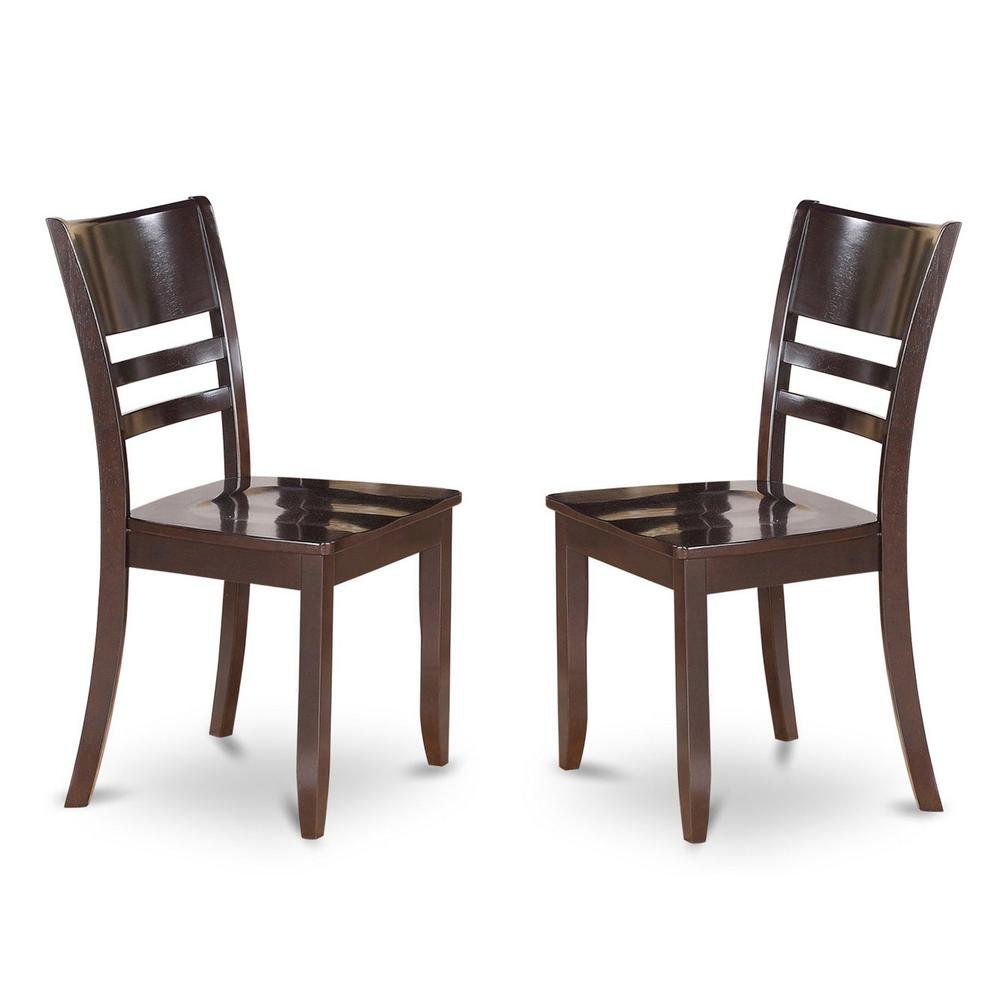 Solid Wood Dining Chair, Traditional Kitchen Chair, Cappuccino, Set of 2