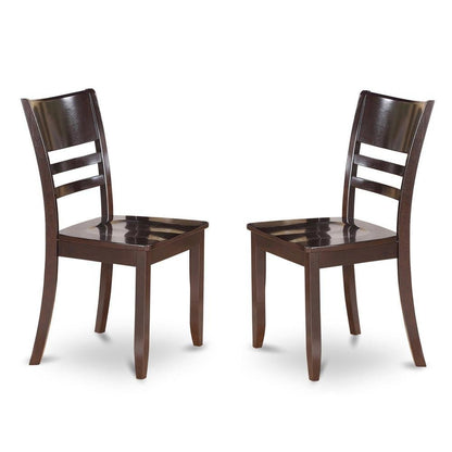 Solid Wood Dining Chair, Traditional Kitchen Chair, Cappuccino, Set of 2