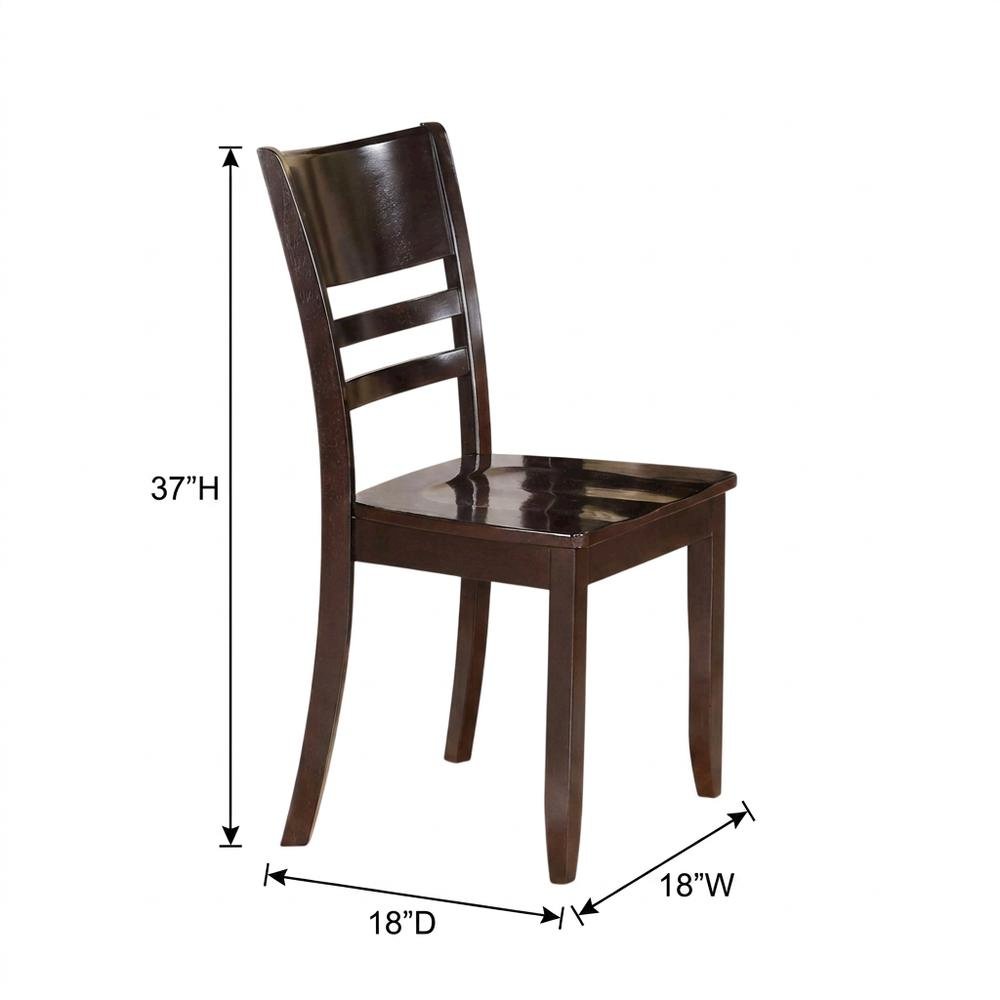 Solid Wood Dining Chair, Traditional Kitchen Chair, Cappuccino, Set of 2