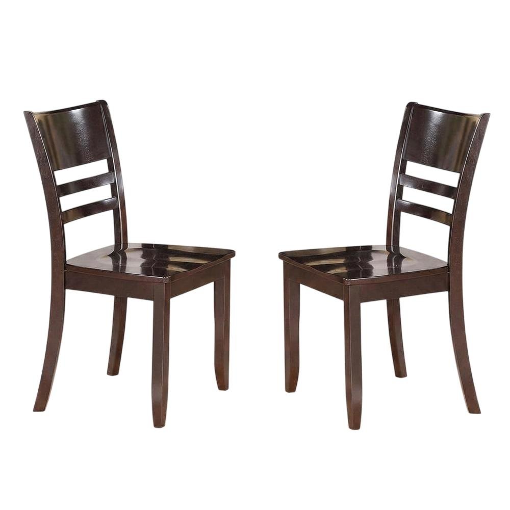 Solid Wood Dining Chair, Traditional Kitchen Chair, Cappuccino, Set of 2