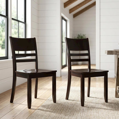 Solid Wood Dining Chair, Traditional Kitchen Chair, Cappuccino, Set of 2
