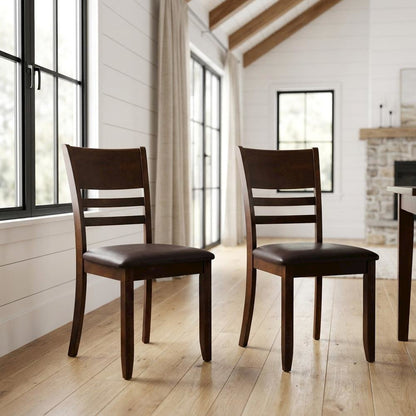 Solid Wood Faux Leather Upholstered Dining Room Chairs for Kitchen, Set of 2
