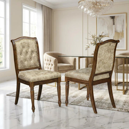 Upholstered Dining Chairs with Solid Wood Frame, Set of 2