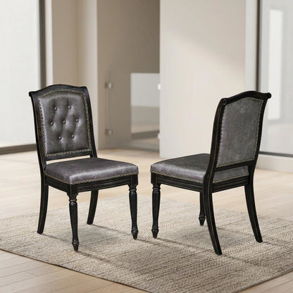 Solid Wood Parson Upholstered Dining Chairs, Set of 2
