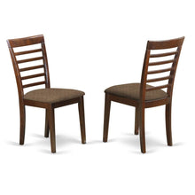 Solid Wood Ladder-Back Dining Chair with Linen Upholstered Seat, Mahogany, Set of 2