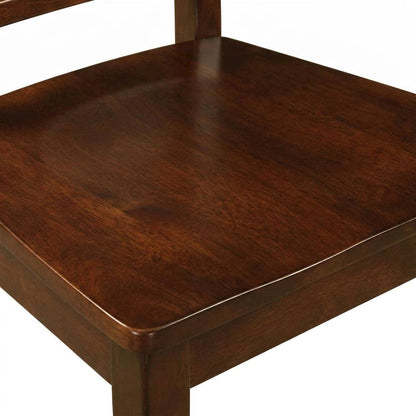 Solid Wood Dining Chairs with Ladder Back and Wood Seat, Set of 2