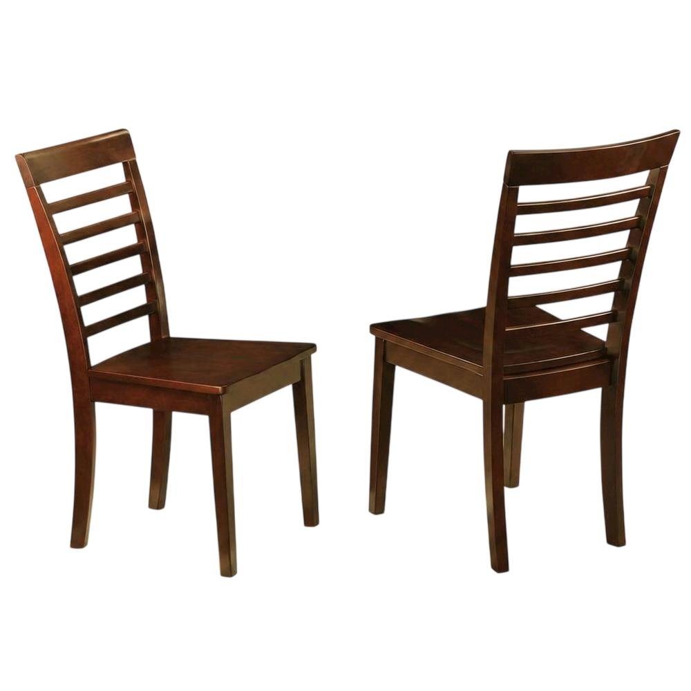 Solid Wood Dining Chairs with Ladder Back and Wood Seat, Set of 2