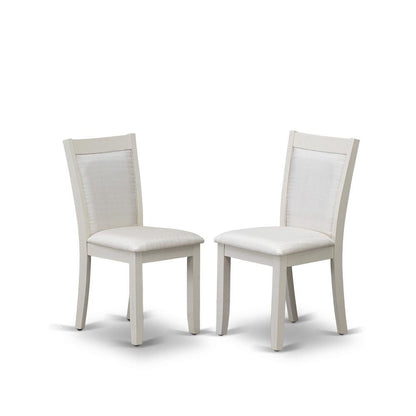 Solid Wood High-Back Linen Upholstered Parsons Dining Chair, Cream, Set of 2