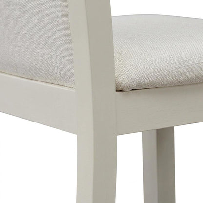 Solid Wood High-Back Linen Upholstered Parsons Dining Chair, Cream, Set of 2