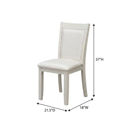 Solid Wood High-Back Linen Upholstered Parsons Dining Chair, Cream, Set of 2