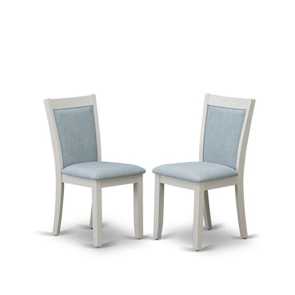 Solid Wood Linen-Upholstered High-Back Dining Chairs, Baby Blue, Set of 2