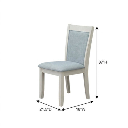 Solid Wood Linen-Upholstered High-Back Dining Chairs, Baby Blue, Set of 2