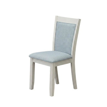 Solid Wood Linen-Upholstered High-Back Dining Chairs, Baby Blue, Set of 2