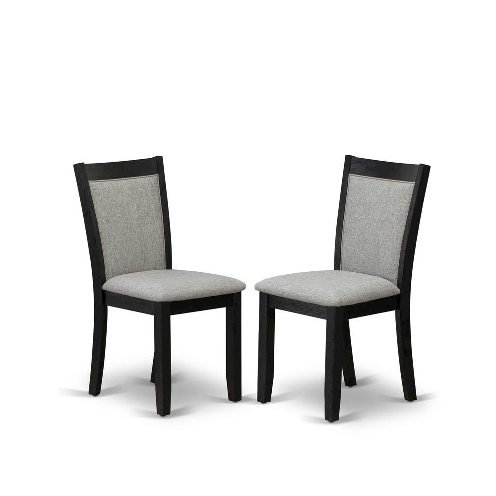 Solid Wood Mid-Century Dining Chairs with High Back, Linen, Set of 2