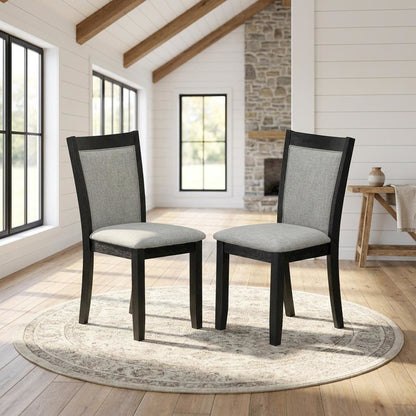 Solid Wood Mid-Century Dining Chairs with High Back, Linen, Set of 2
