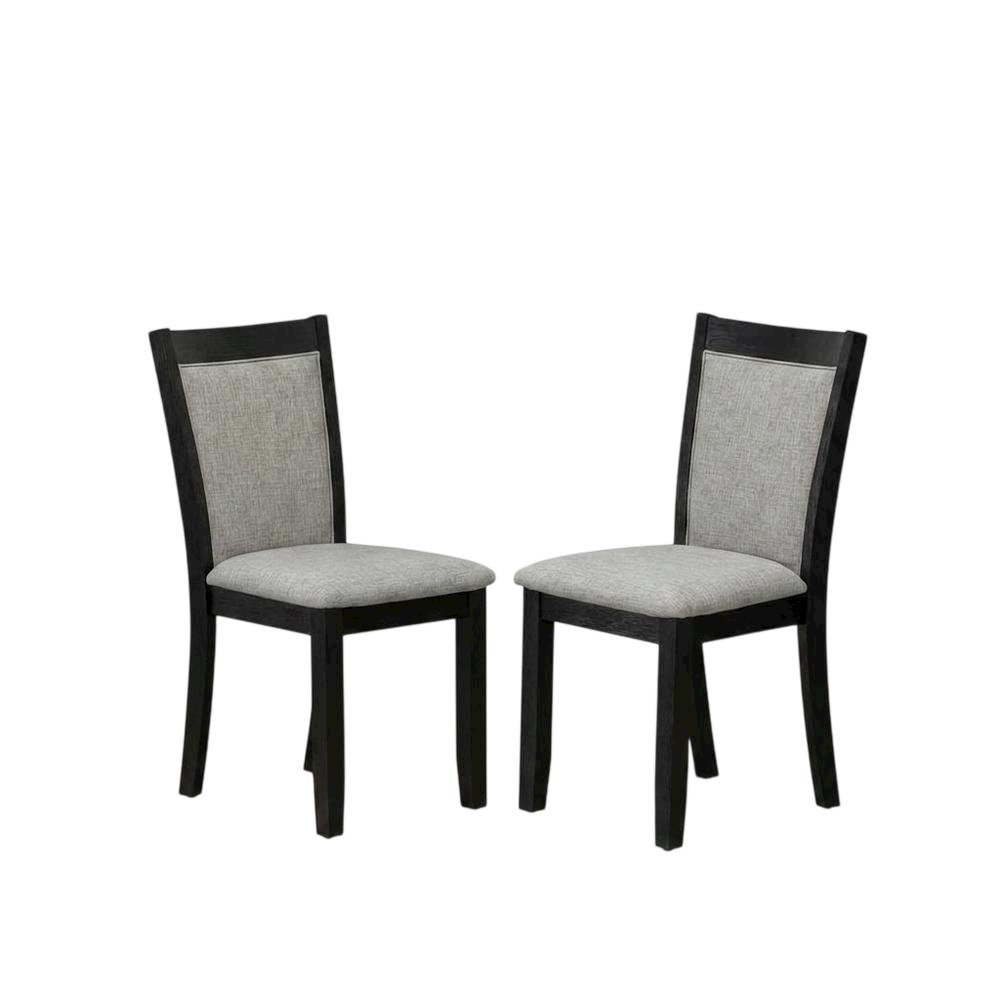 Solid Wood Mid-Century Dining Chairs with High Back, Linen, Set of 2