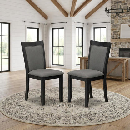Solid Wood Modern Dining Chairs, Dark Gotham Grey, Set of 2