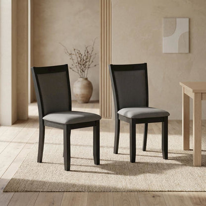 Solid Wood Modern Dining Chairs, Dark Gotham Grey, Set of 2
