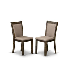 Solid Wood High-Back Linen Upholstered Dining Chairs, Dark Khaki, Set of 2