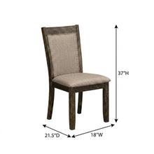 Solid Wood High-Back Linen Upholstered Dining Chairs, Dark Khaki, Set of 2