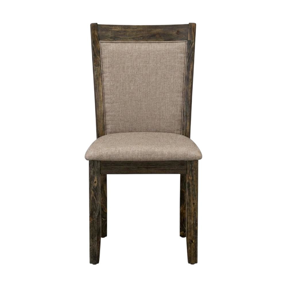 Solid Wood High-Back Linen Upholstered Dining Chairs, Dark Khaki, Set of 2