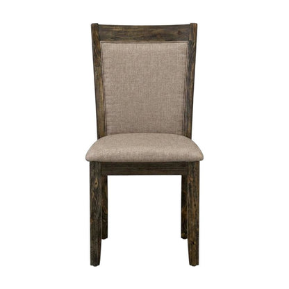 Solid Wood High-Back Linen Upholstered Dining Chairs, Dark Khaki, Set of 2