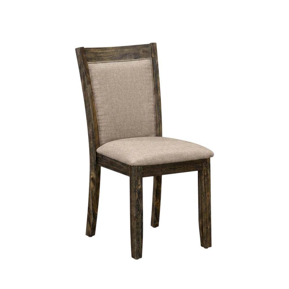 Solid Wood High-Back Linen Upholstered Dining Chairs, Dark Khaki, Set of 2