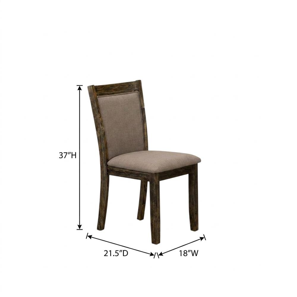 Solid Wood Linen-Upholstered Dining Chairs with High Back, Set of 2, Coffee