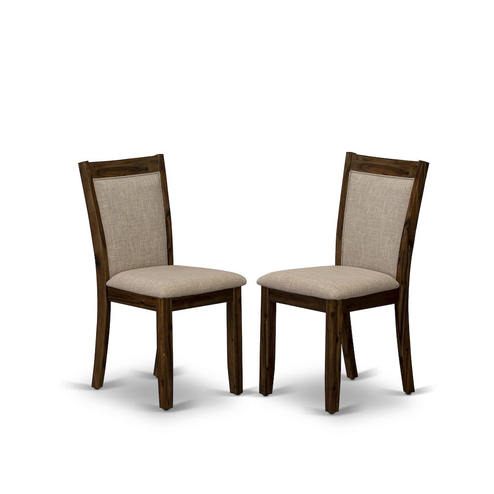 Solid Wood Linen-Upholstered Dining Chairs with High Back, Set of 2, Light Tan