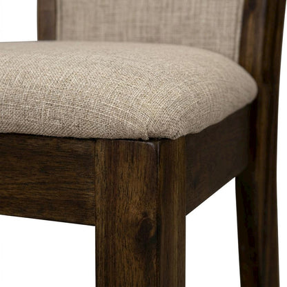 Solid Wood Linen-Upholstered Dining Chairs with High Back, Set of 2, Light Tan