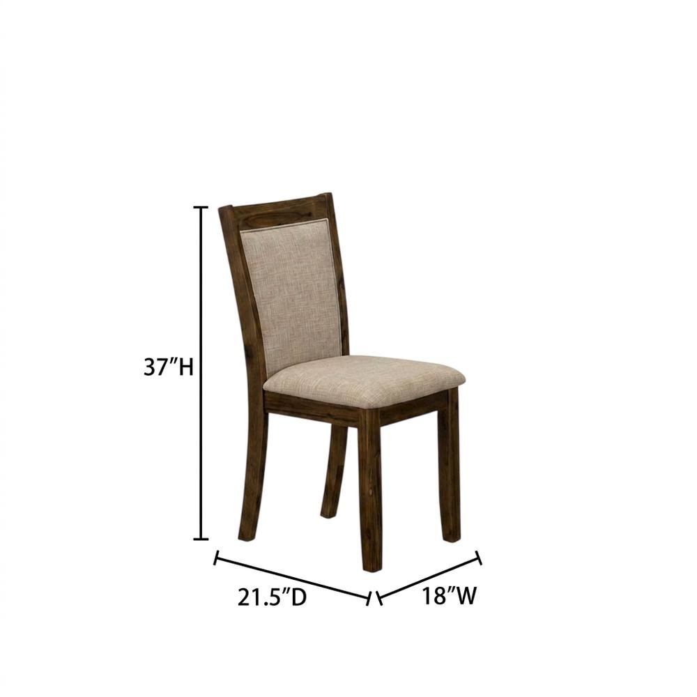 Solid Wood Linen-Upholstered Dining Chairs with High Back, Set of 2, Light Tan
