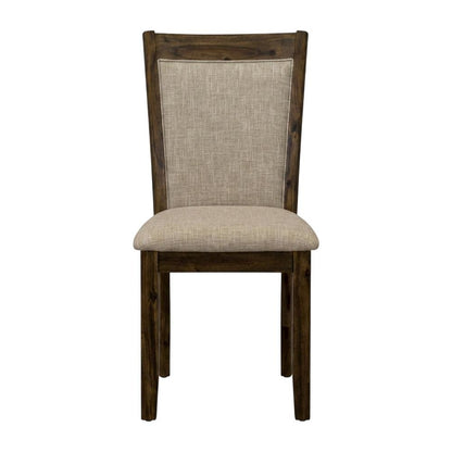 Solid Wood Linen-Upholstered Dining Chairs with High Back, Set of 2, Light Tan