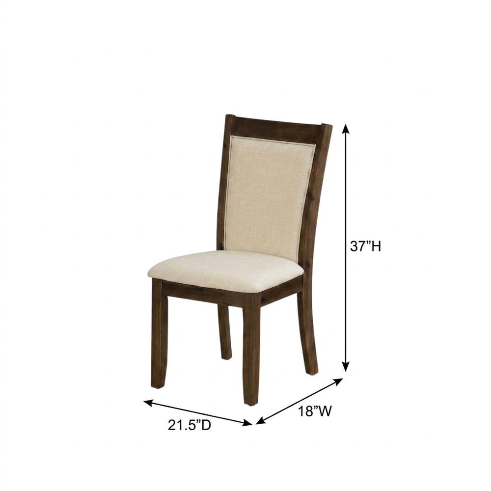 Solid Wood High-Back Linen Parsons Dining Chair, Light Beige, Set of 2