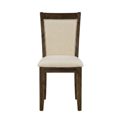 Solid Wood High-Back Linen Parsons Dining Chair, Light Beige, Set of 2