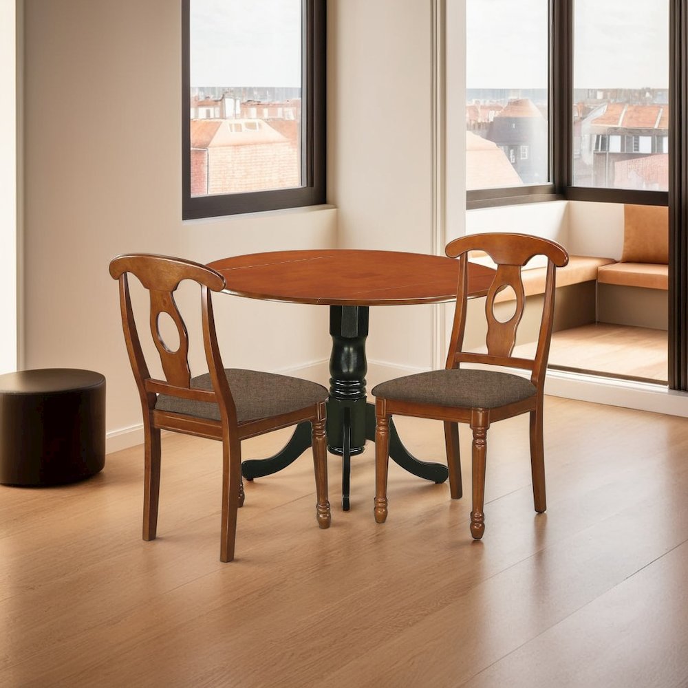 Elegant Wooden Dining Chairs with Upholstered Seat – Set of Two