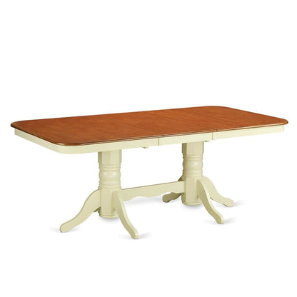 Elegant Oval Dining Table – White and Brown Round Dining Table for 6
