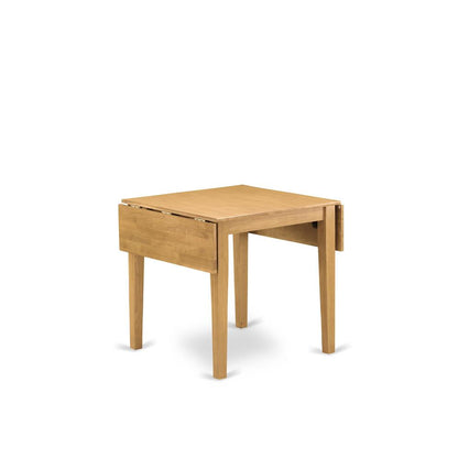 1NDAB3-OAK-04 Dining Table Set 3 Pc - Two Dining Room Chairs and a Modern Dining Table - Oak Finish Wood - Light Fawn Color Linen Fabric