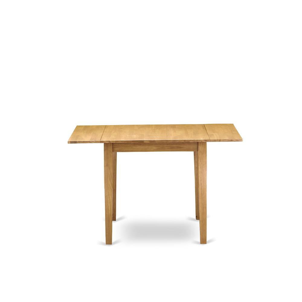 1NDAB3-OAK-04 Dining Table Set 3 Pc - Two Dining Room Chairs and a Modern Dining Table - Oak Finish Wood - Light Fawn Color Linen Fabric