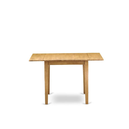 1NDAB3-OAK-04 Dining Table Set 3 Pc - Two Dining Room Chairs and a Modern Dining Table - Oak Finish Wood - Light Fawn Color Linen Fabric