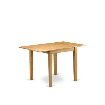 1NDAB3-OAK-04 Dining Table Set 3 Pc - Two Dining Room Chairs and a Modern Dining Table - Oak Finish Wood - Light Fawn Color Linen Fabric