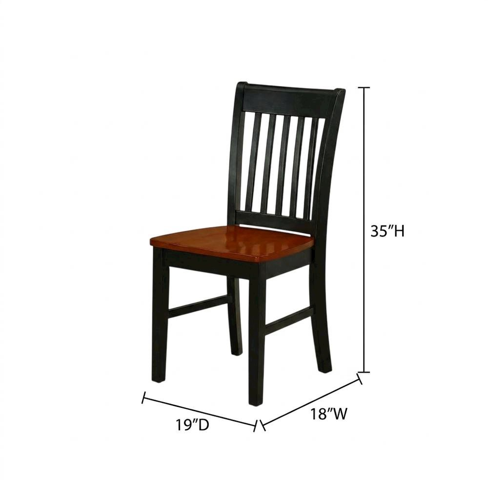 Wooden Dining Chair with Ladder Back for Kitchen or Dining Room, Black & Cherry, Set of 2