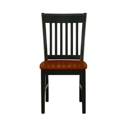 Wooden Dining Chair with Ladder Back for Kitchen or Dining Room, Black & Cherry, Set of 2