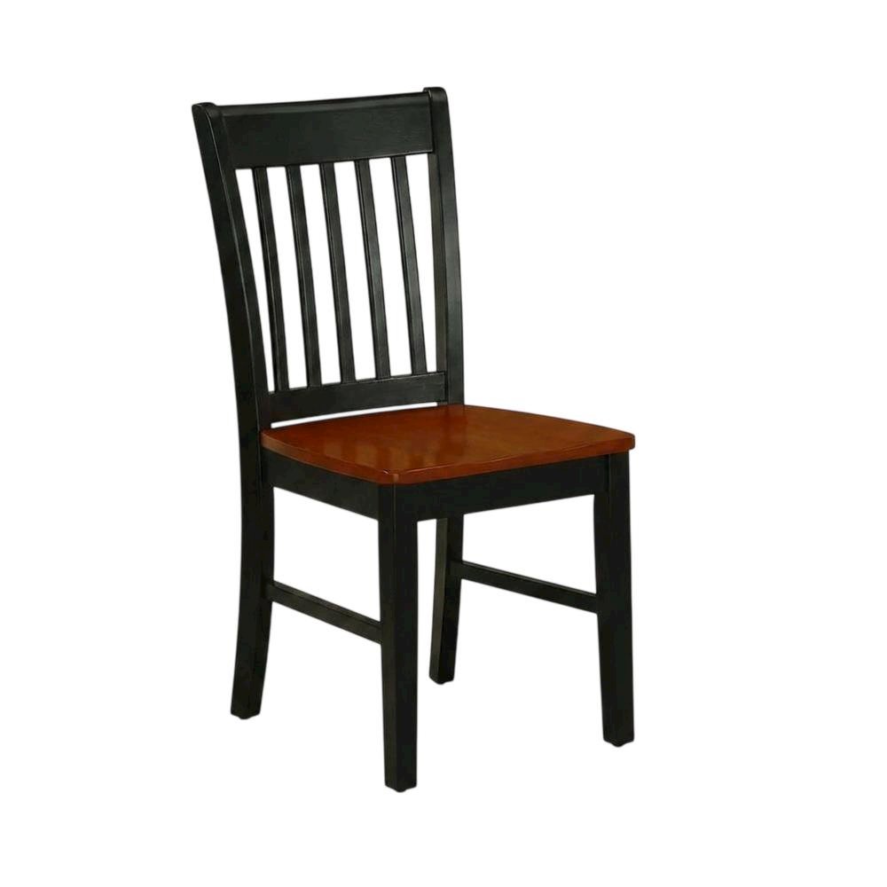 Wooden Dining Chair with Ladder Back for Kitchen or Dining Room, Black & Cherry, Set of 2