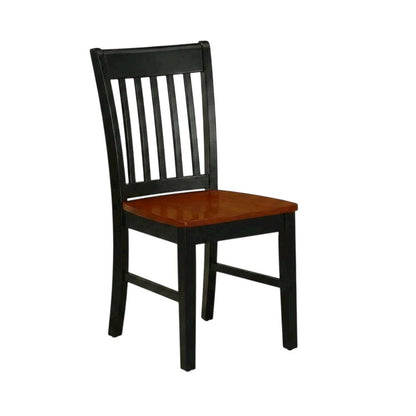 Wooden Dining Chair with Ladder Back for Kitchen or Dining Room, Black & Cherry, Set of 2